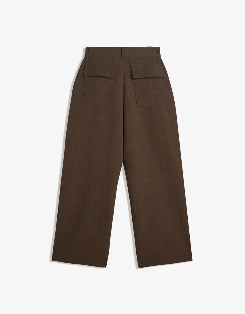 Super baggy tailored trousers-Brown-4