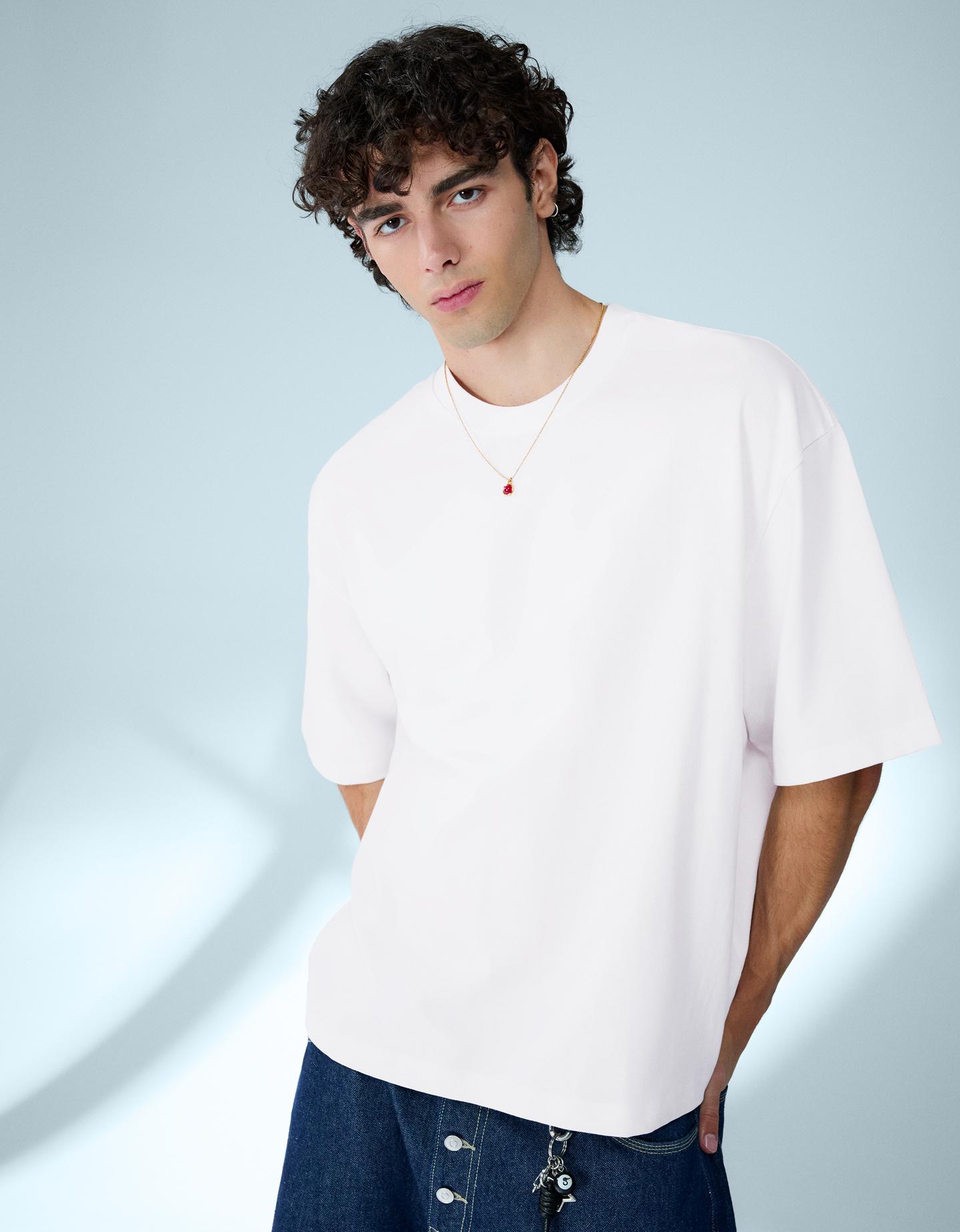Bershka koszulka boxy heavy biały