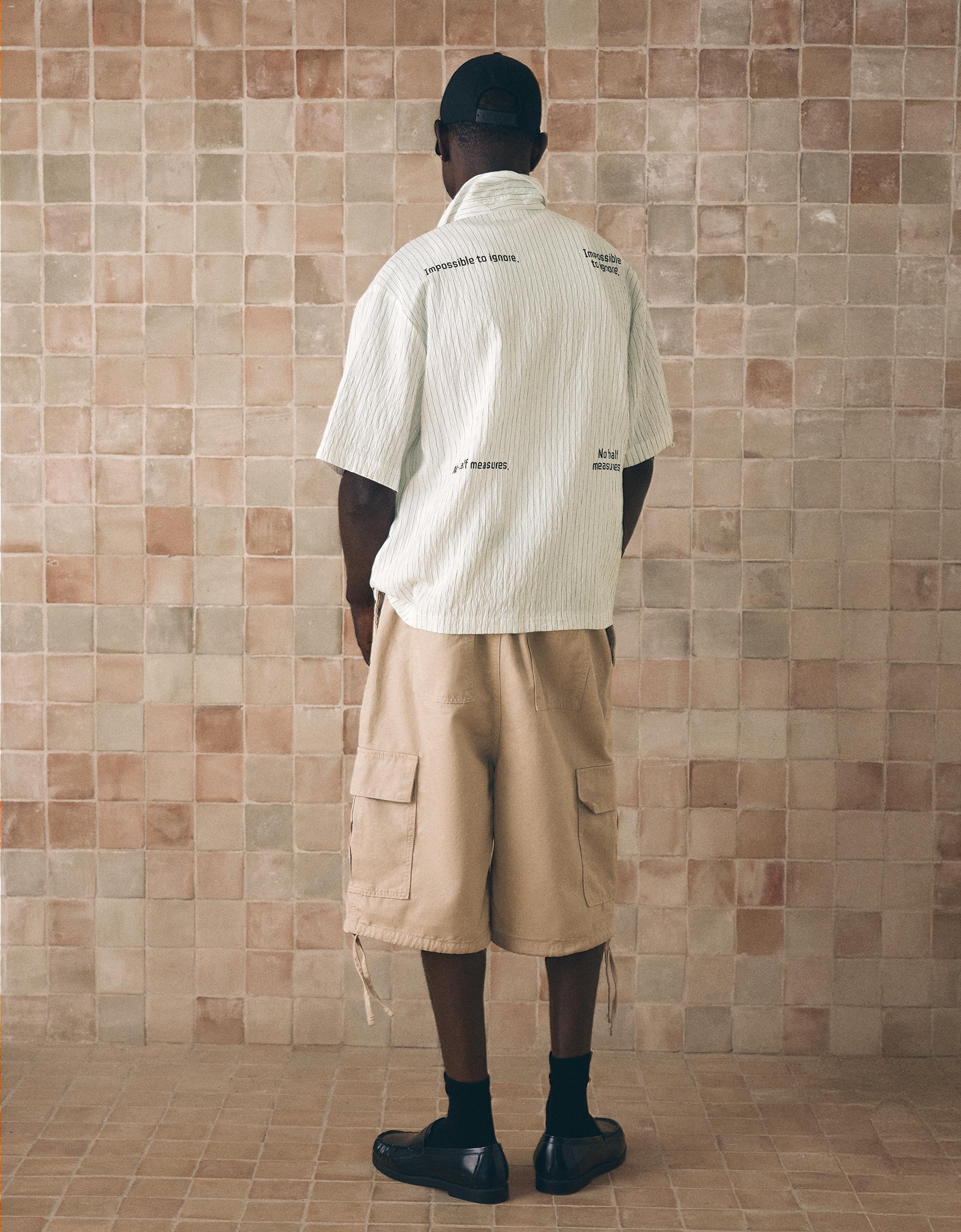 Boxy print short sleeve shirt — White