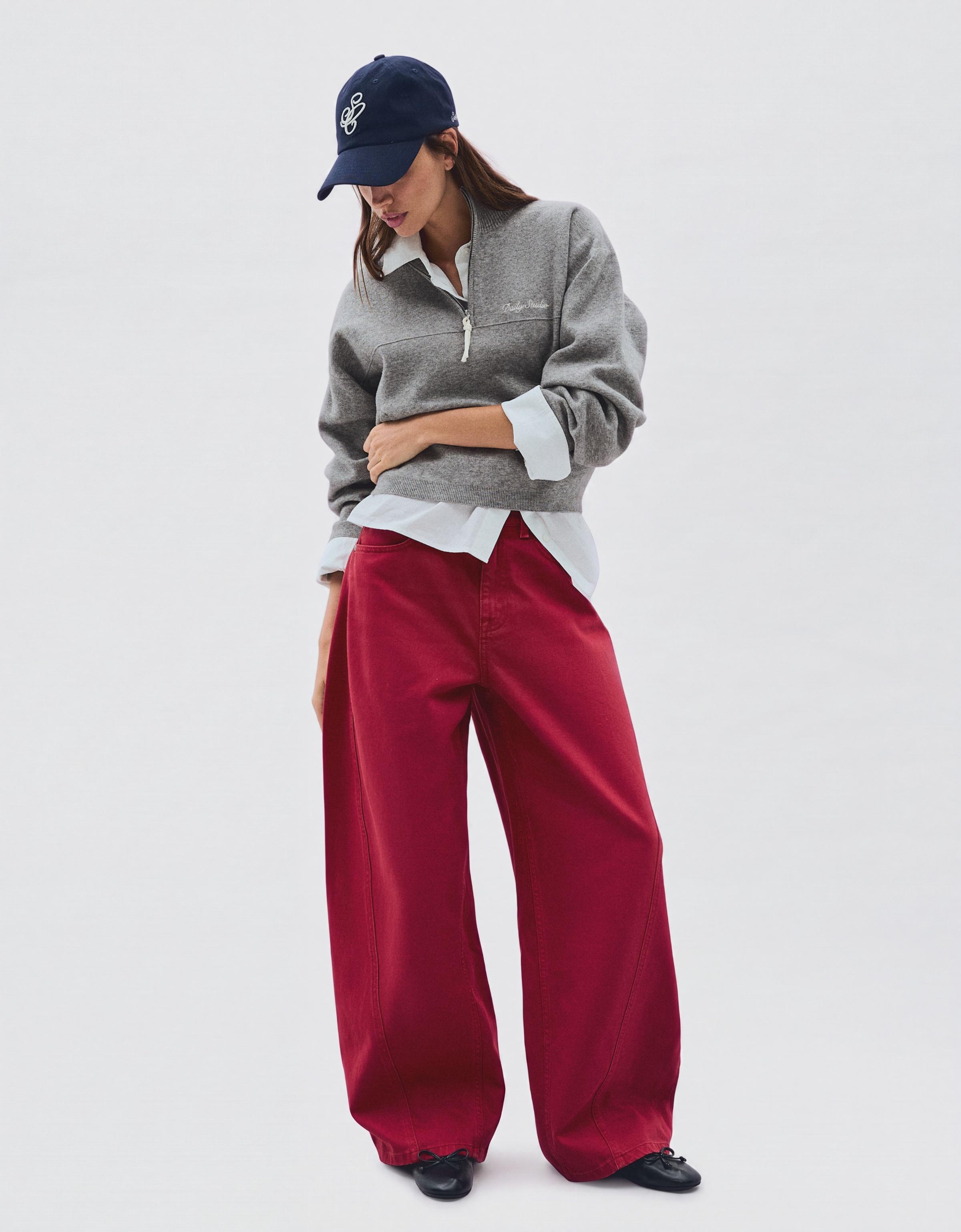 Embroidered zip-up jumper — Grey