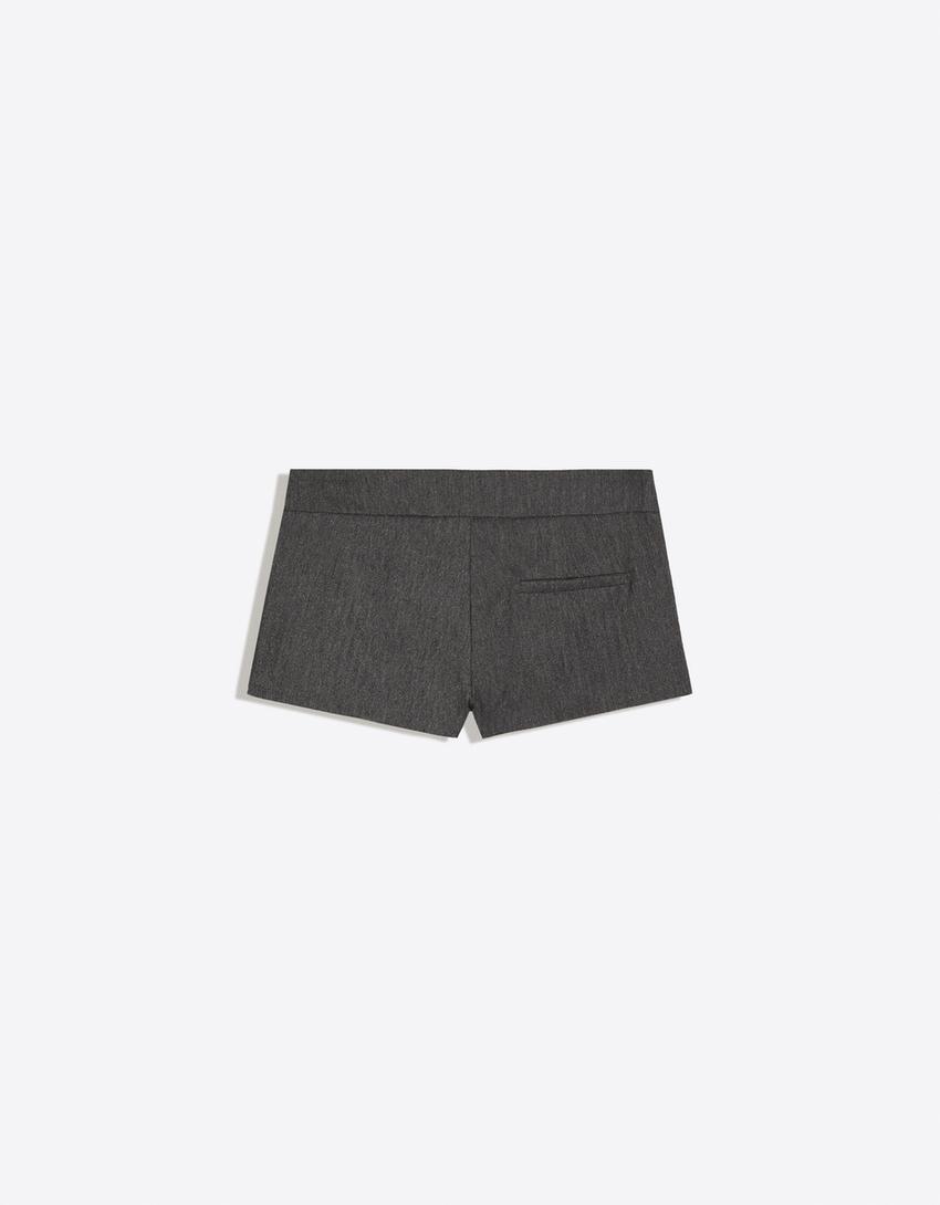 Shorts aus Bengaline mit Knöpfen-Grau