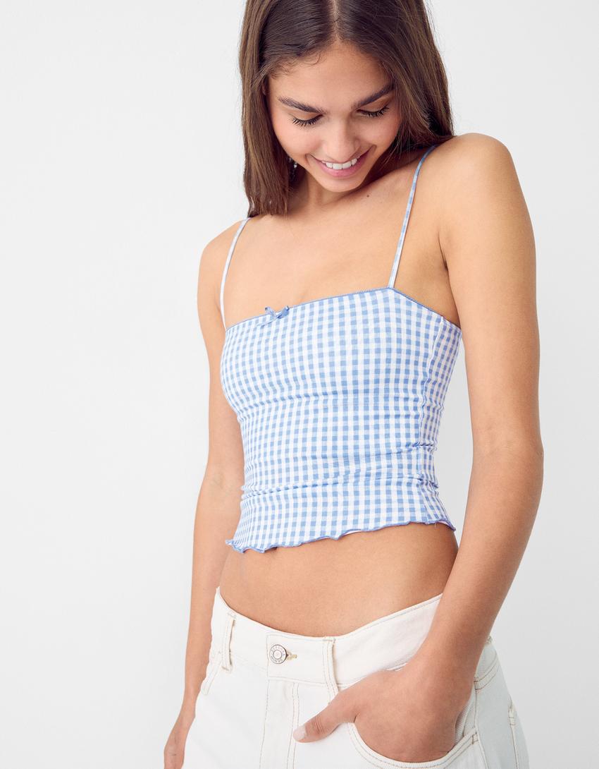 توب بحمالات وطبعة حيوانية وتفصيل عقدة-أزرق فاتح-2