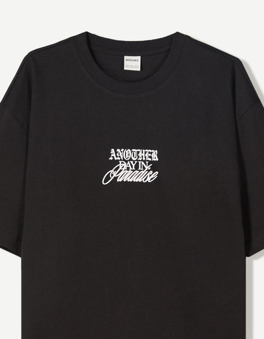 Short sleeve T-shirt with print-Black-2