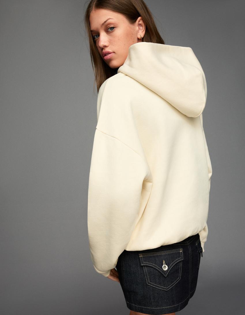 Long sleeve printed sweater-Cream