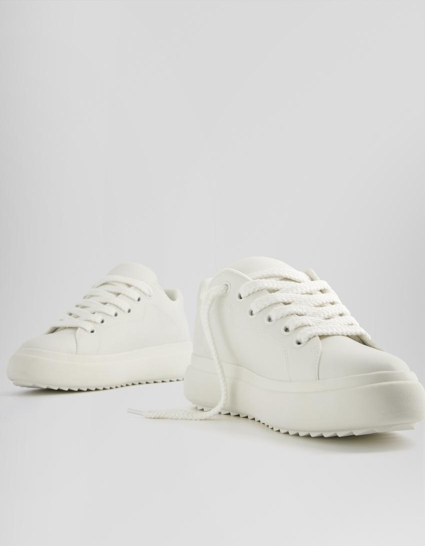 حذاء رياضي رجالي سميك-أبيض-5