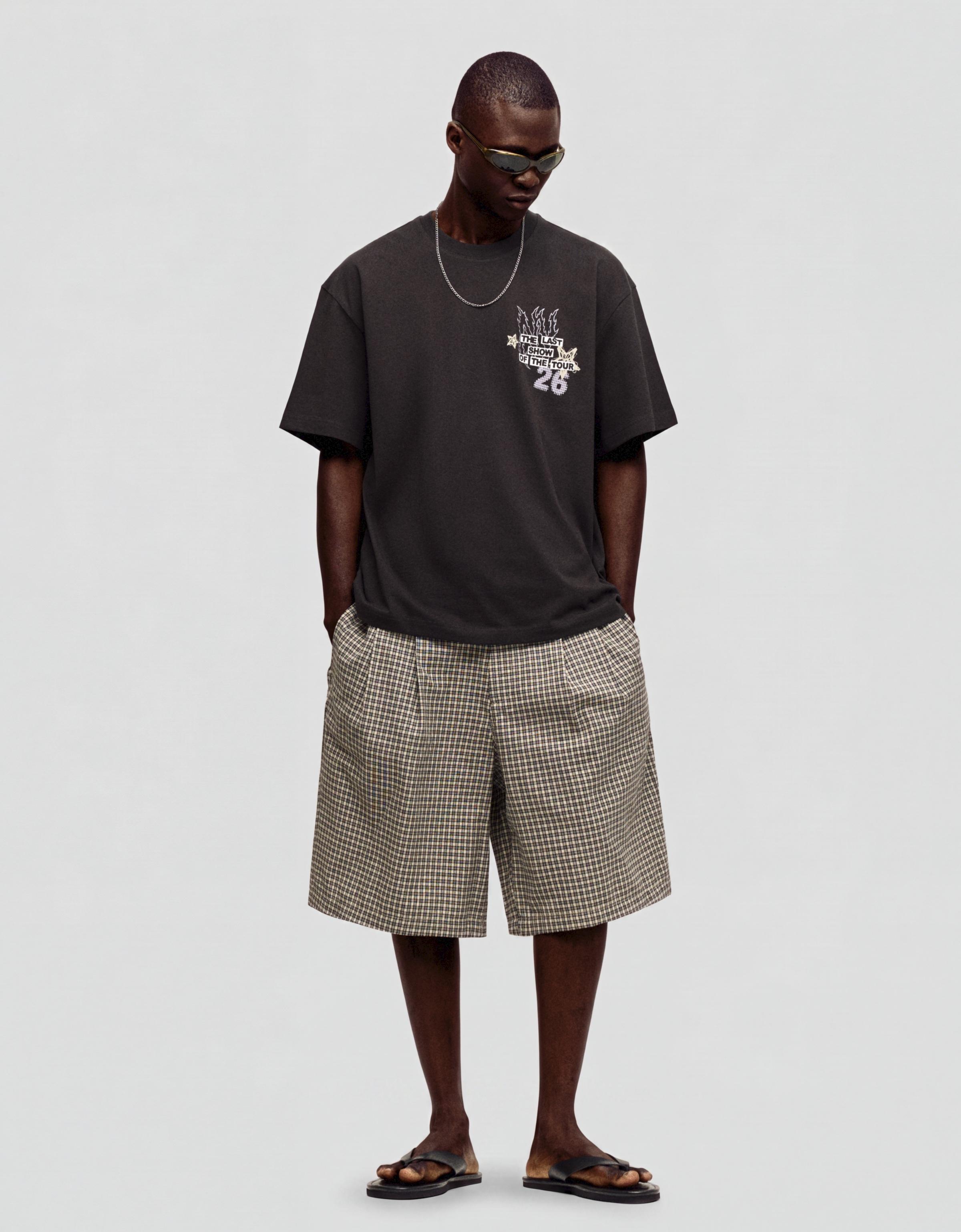 Checked baggy Bermuda shorts — Black