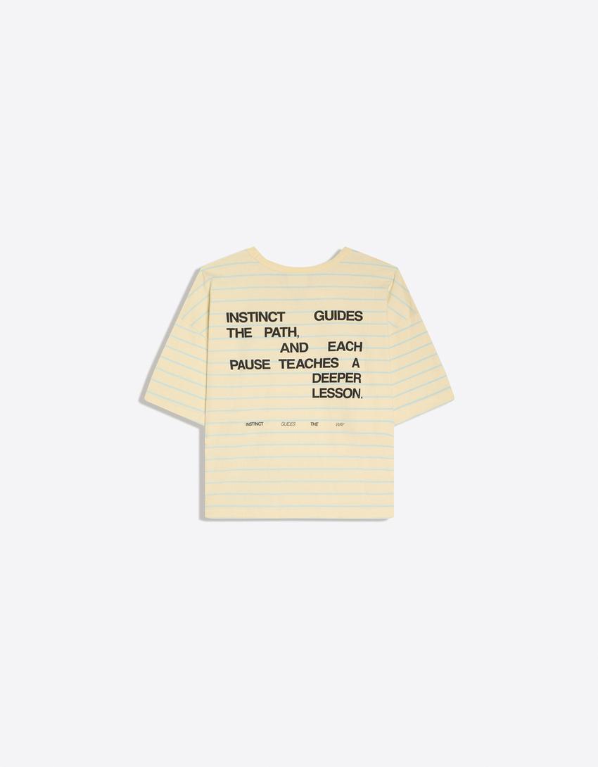 Oversize-T-Shirt mit Print-Gelb
