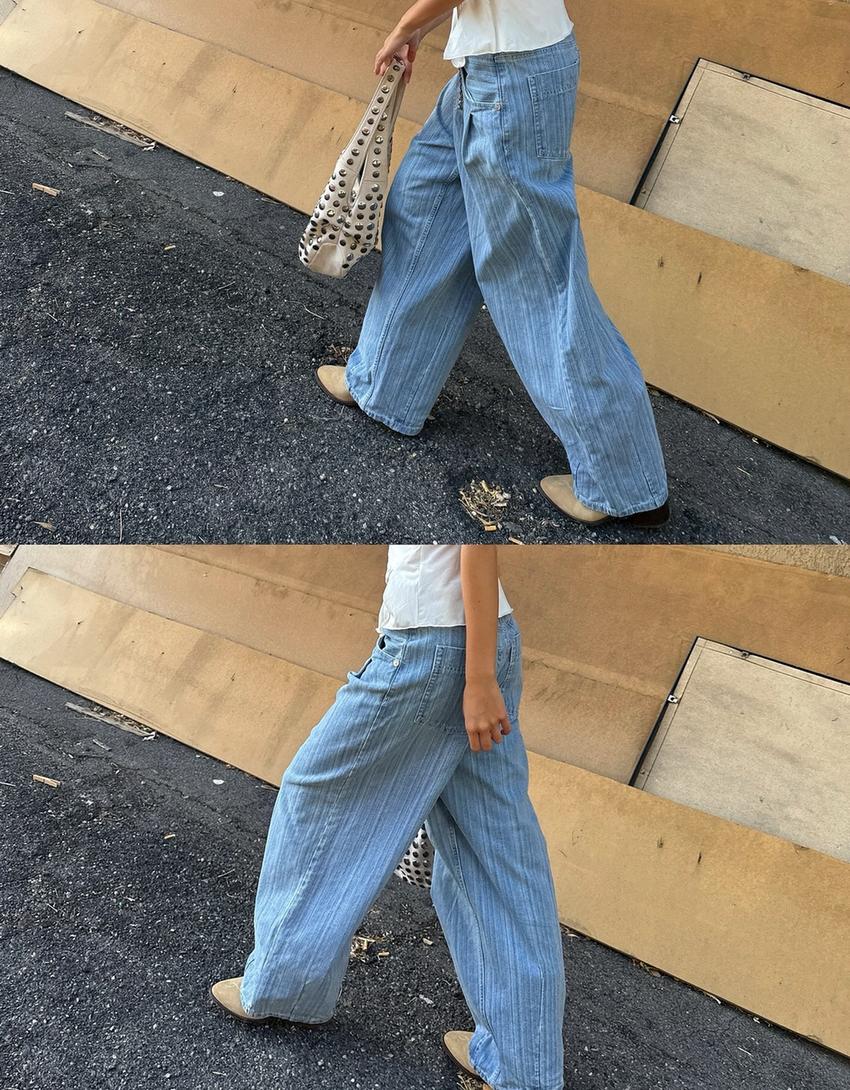 Striped balloon fit jeans-Light blue-4