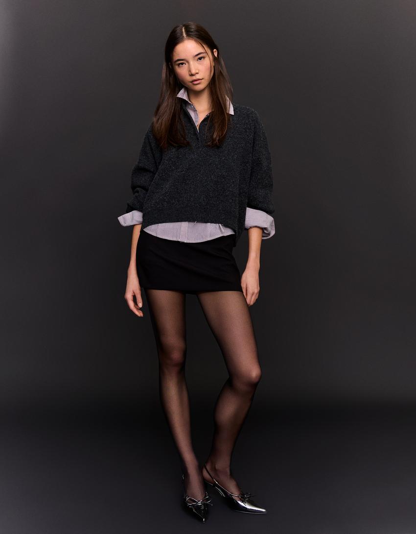 Cipele sa otvorenom petom i detaljima-CRNA