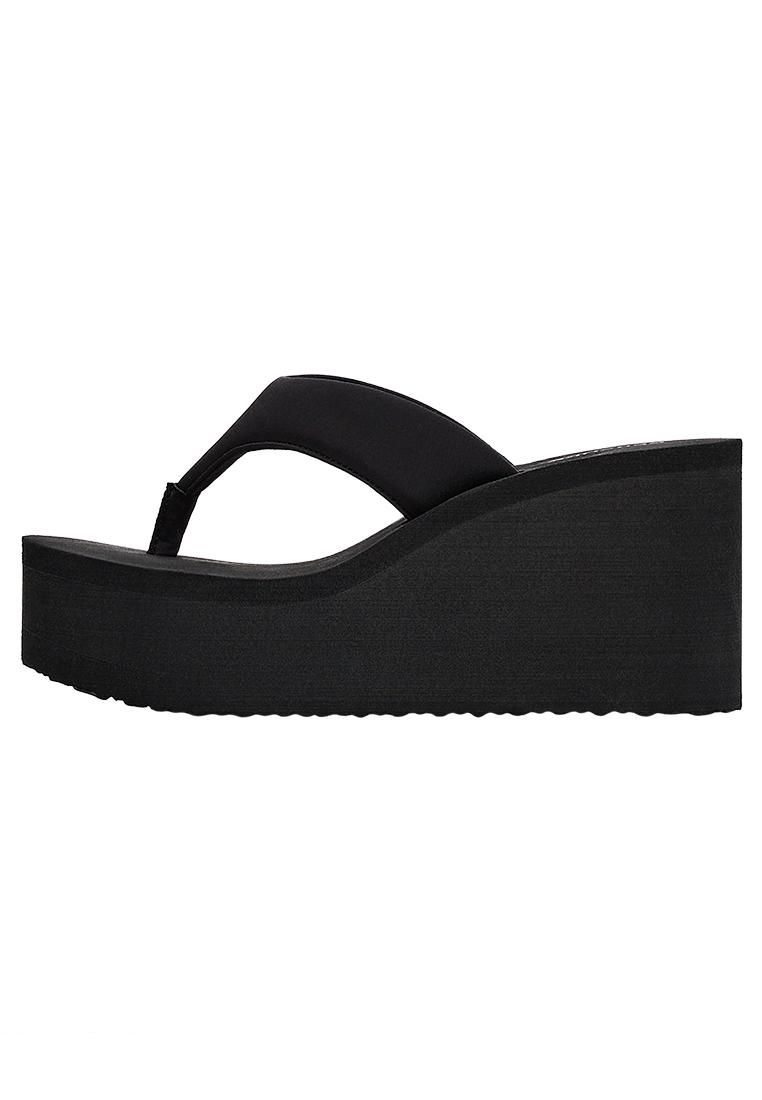 Thong heeled platform sandals — BLACK