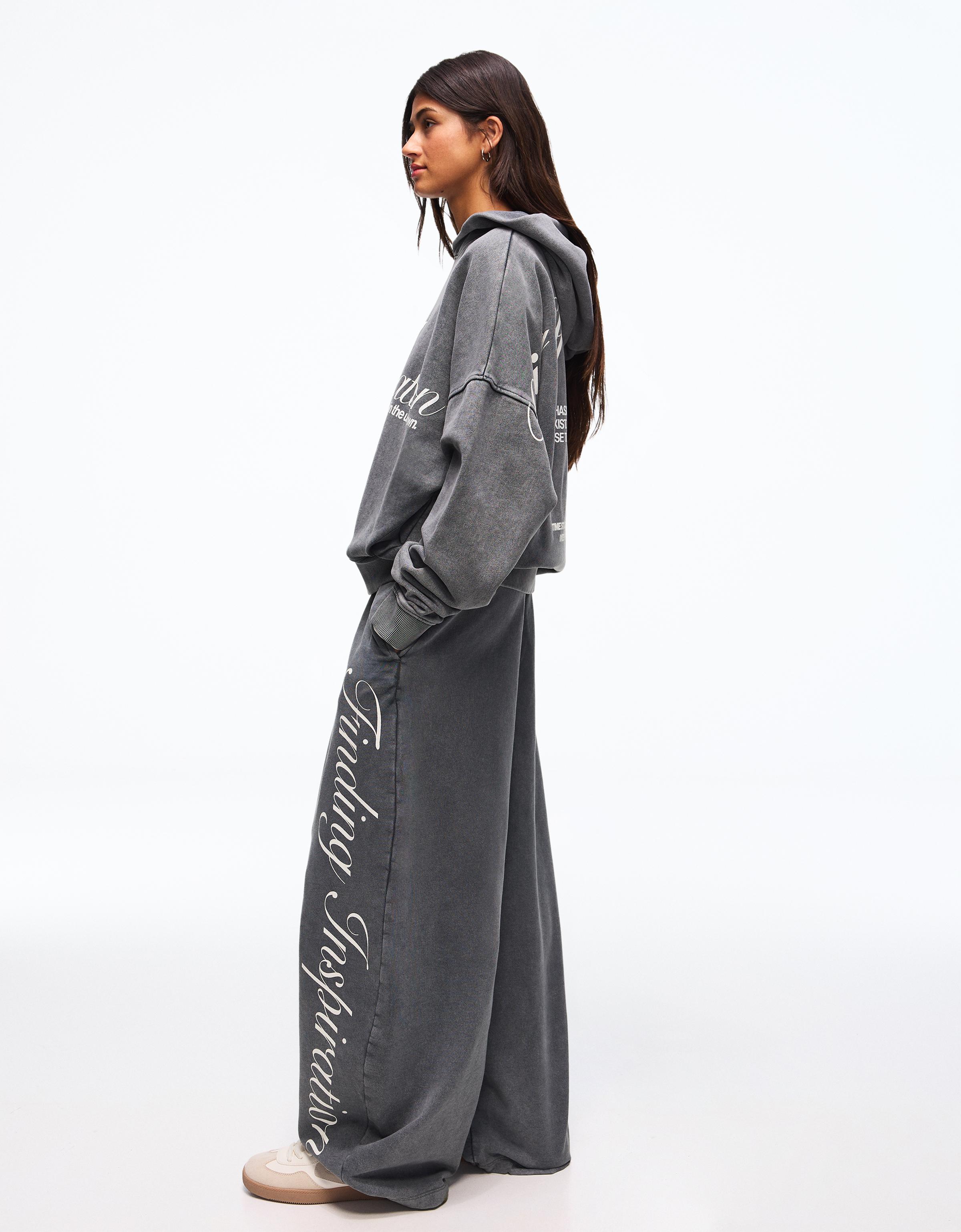 Baskılı barrel fit şardonlu eşofman altı - Görsel 24