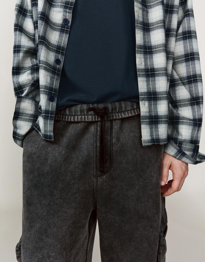 Calça baggy cargo-Cinza