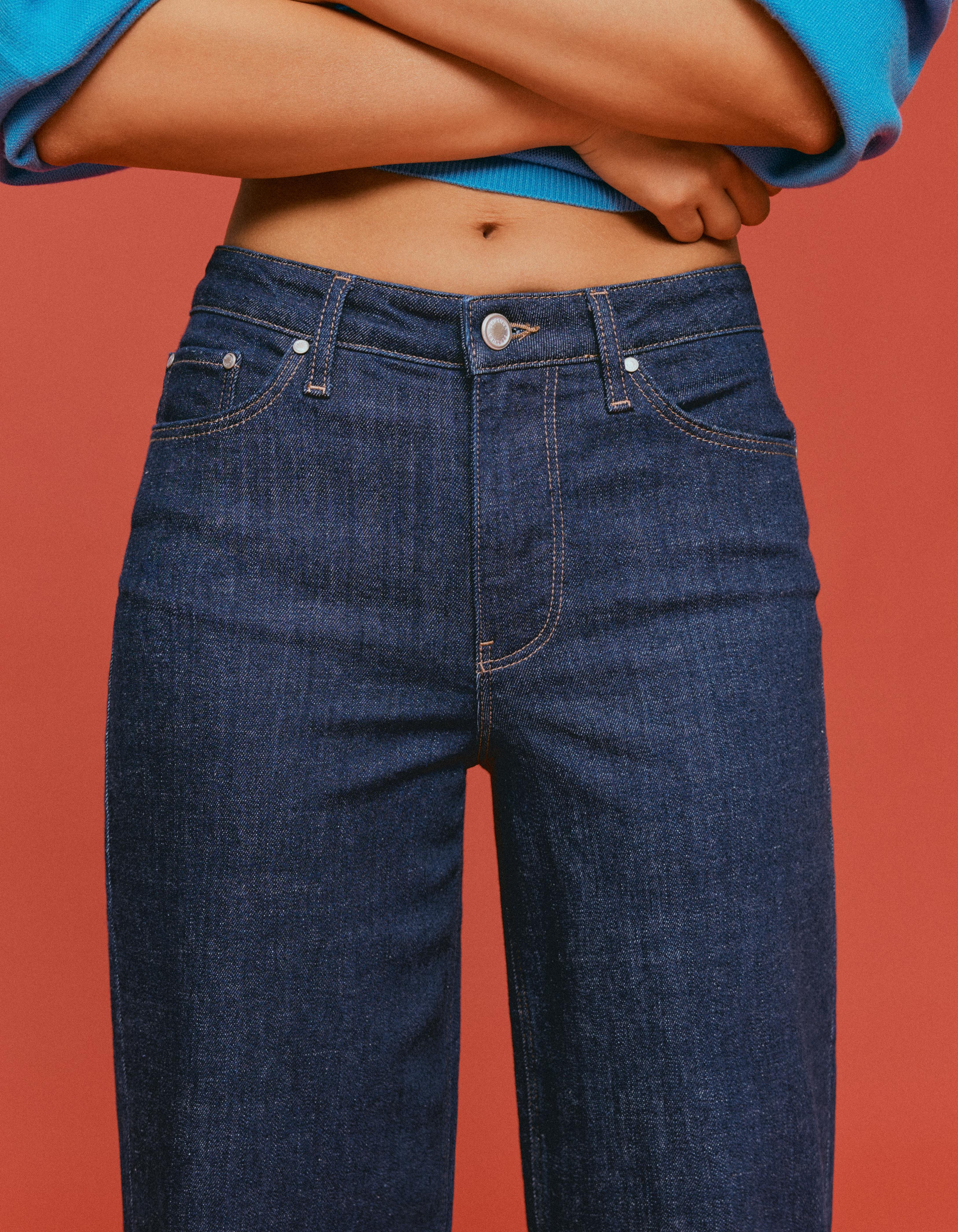 High-waist wide-leg jeans — Navy