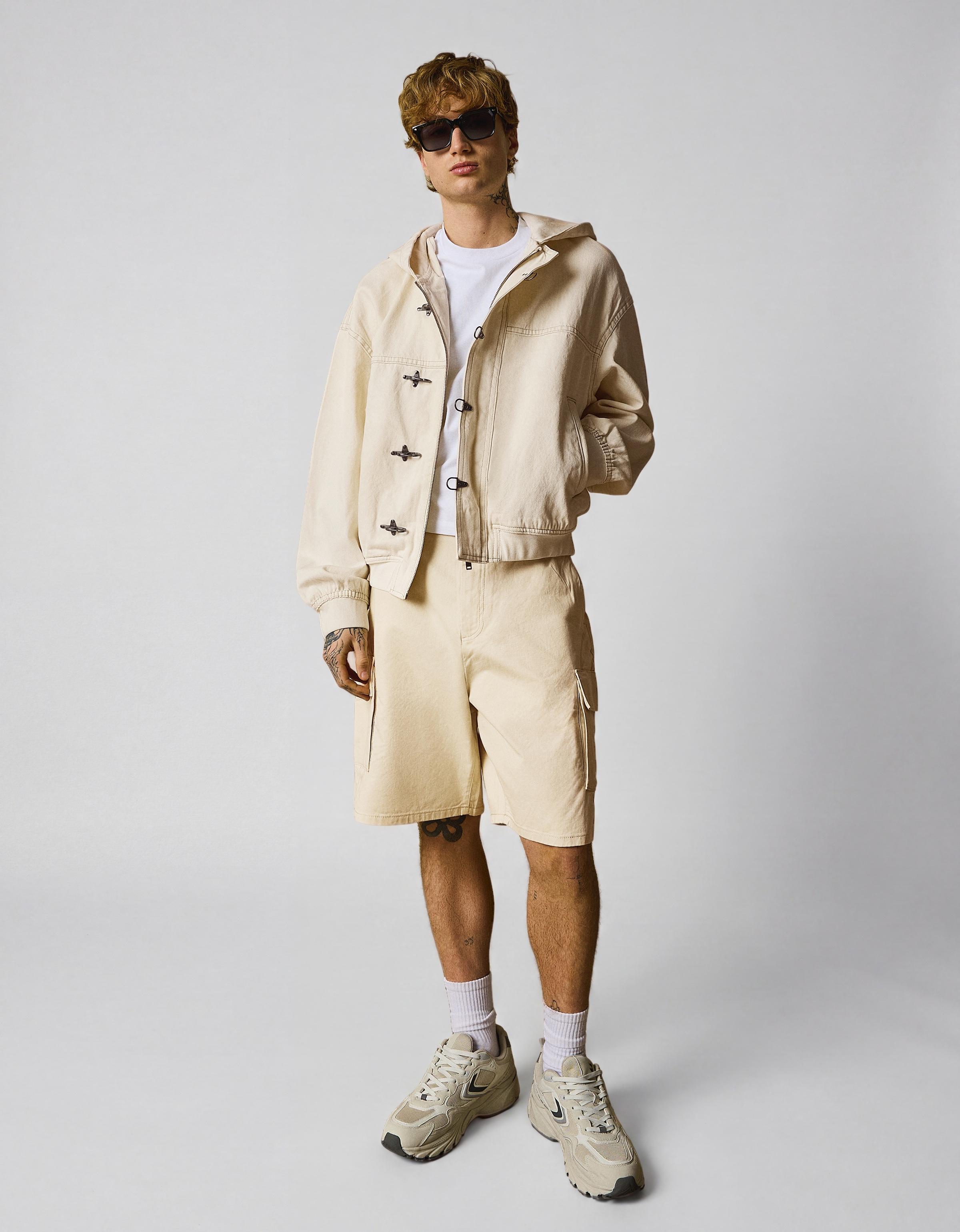 Wide cargo Bermuda shorts — Sand