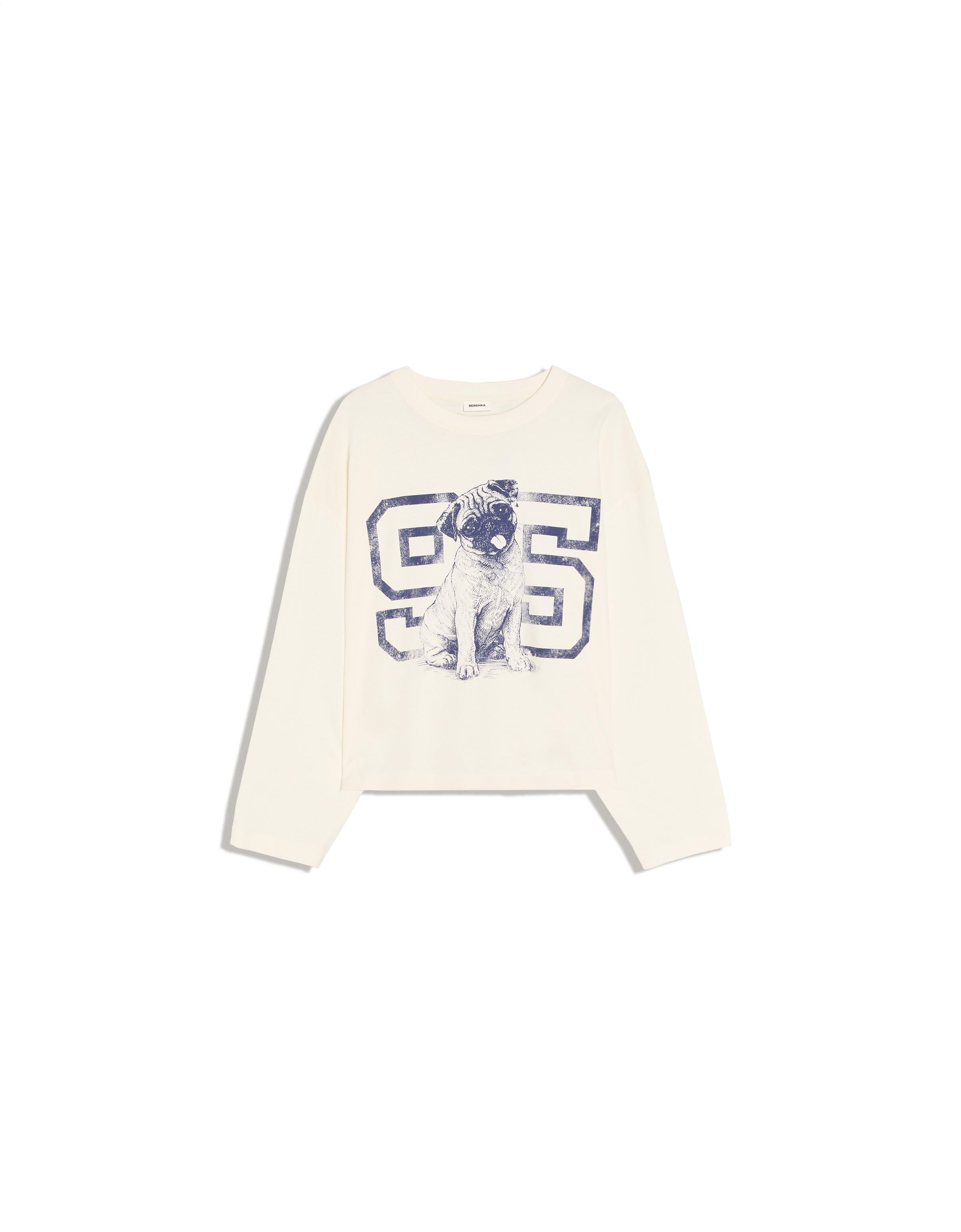Long-sleeved print T-shirt — Cream