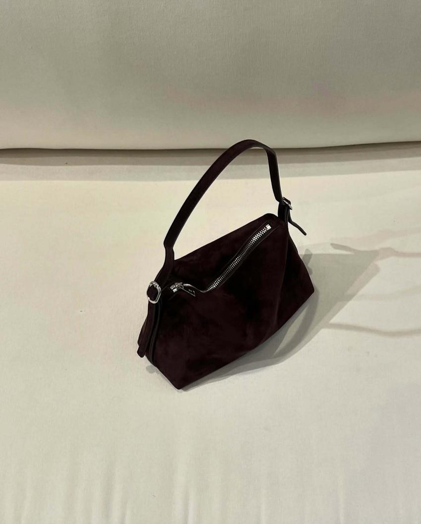 Bolso mini efecto antelina-Marrón