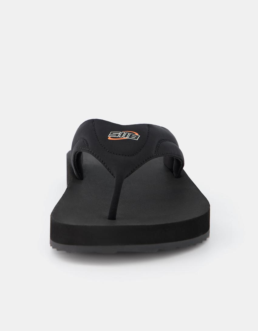 Sandália tiras efeito de caucho-Preto-2