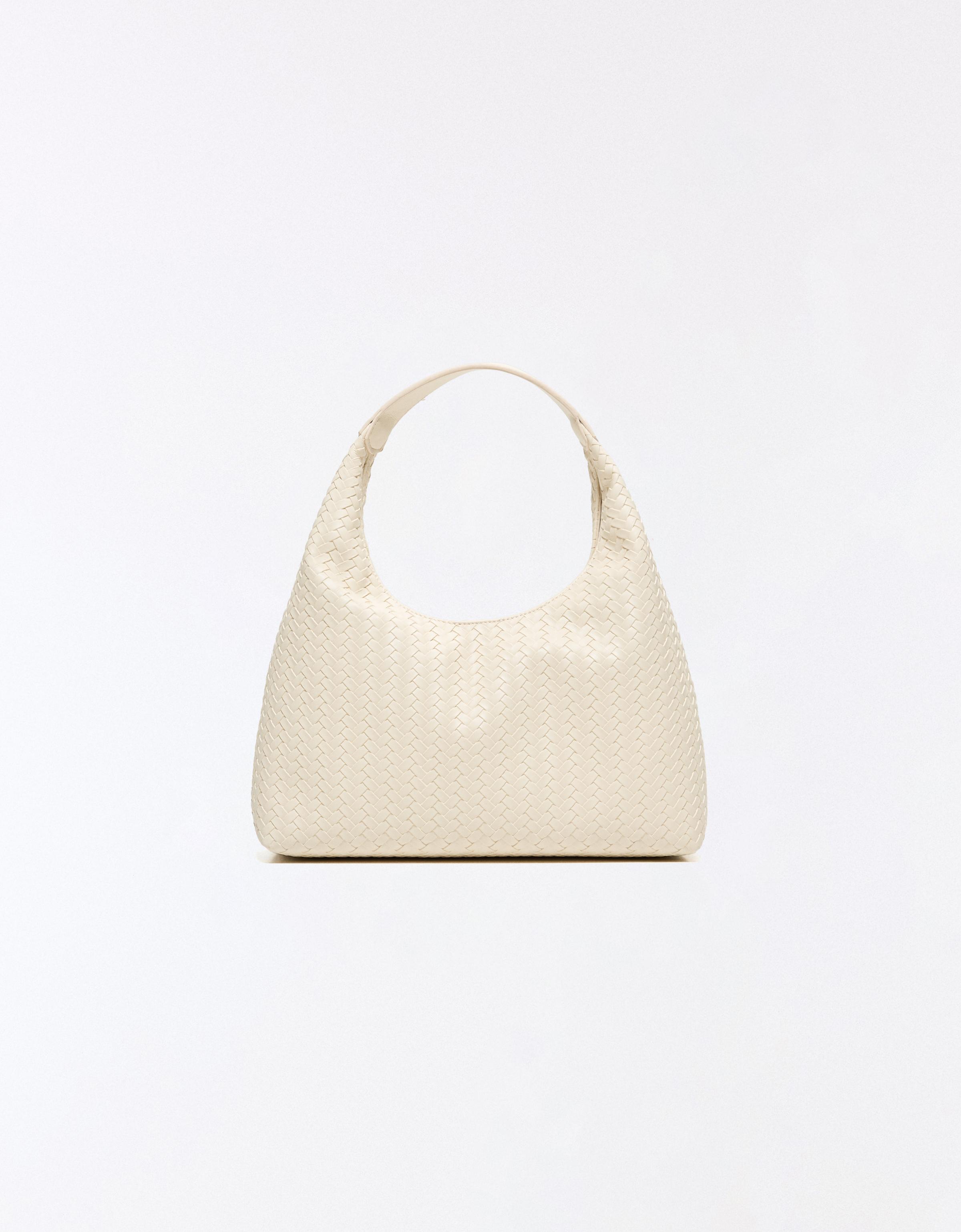 Woven bucket bag — Cream (alternate view)
