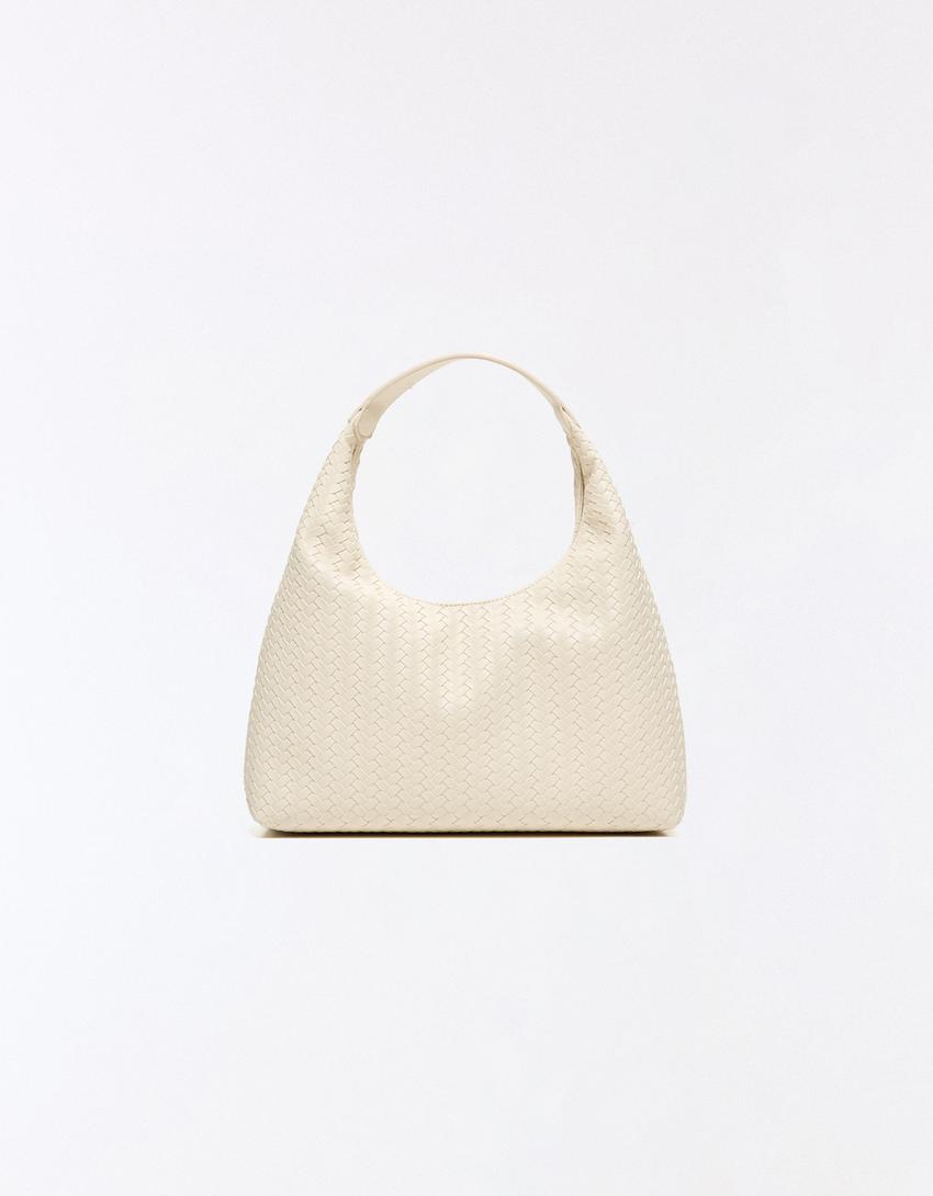 Woven bucket bag-Cream