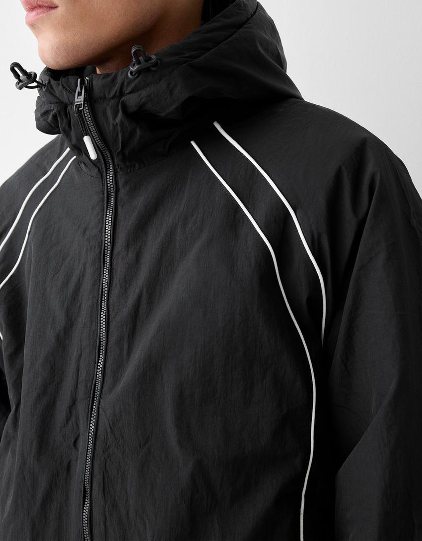 Cazadora capucha técnica contraste-Negro-6