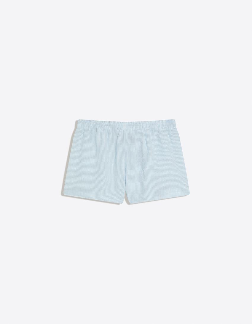 Rustic shorts with elastic waist-Blue