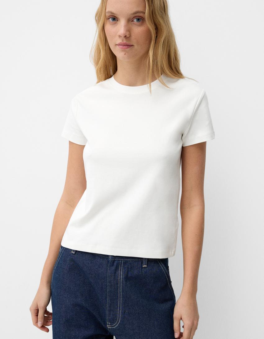 Heavy cotton kamiseta mahuka-motza-Blanco roto