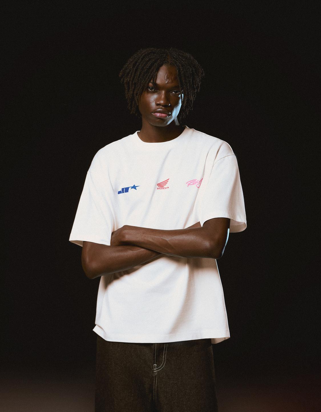 JT Racing Honda T-Shirt mit kurzen Ärmeln und Print