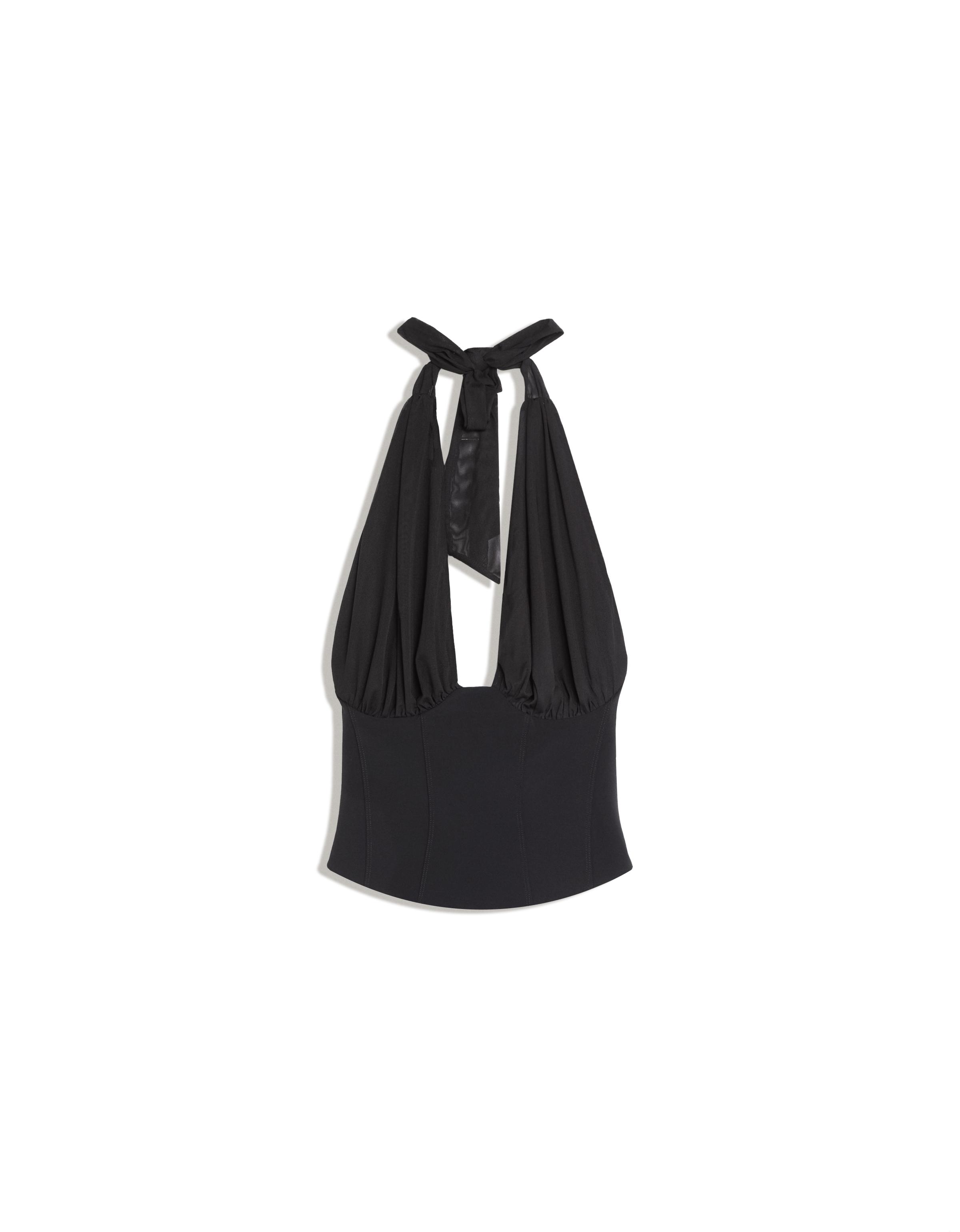 Combined tulle corset top — Black