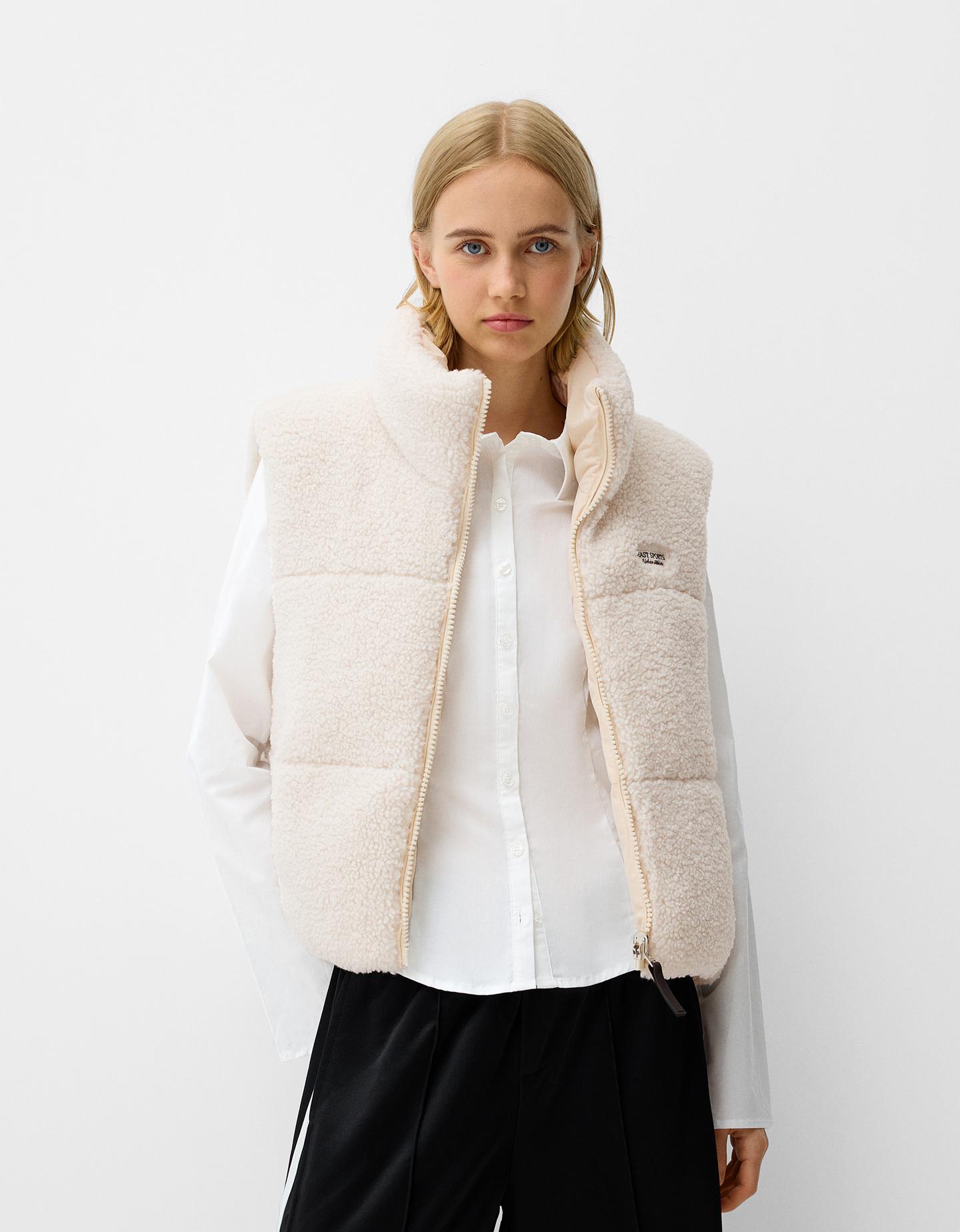 Bershka Gilet Montone Sintetico Double Face Donna M Avorio