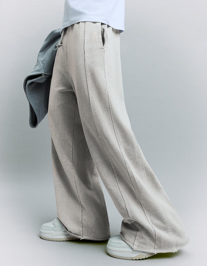 Super baggy fit pantolon-Taş rengi