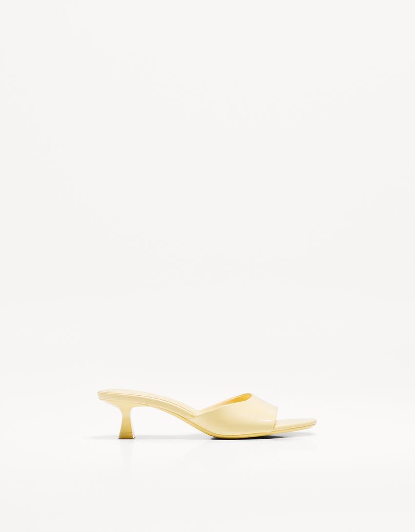 Sandales mules talon kitten heel-Jaune