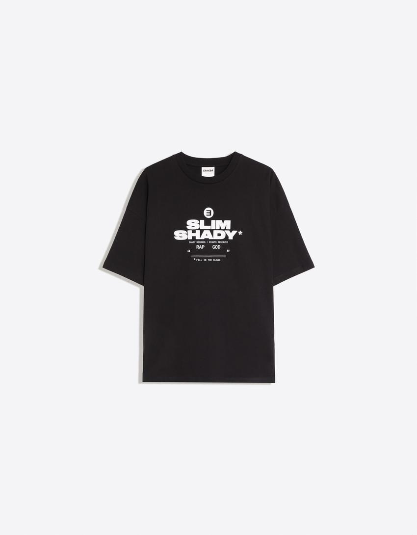 EMINEM print short sleeve oversize T-shirt-Black