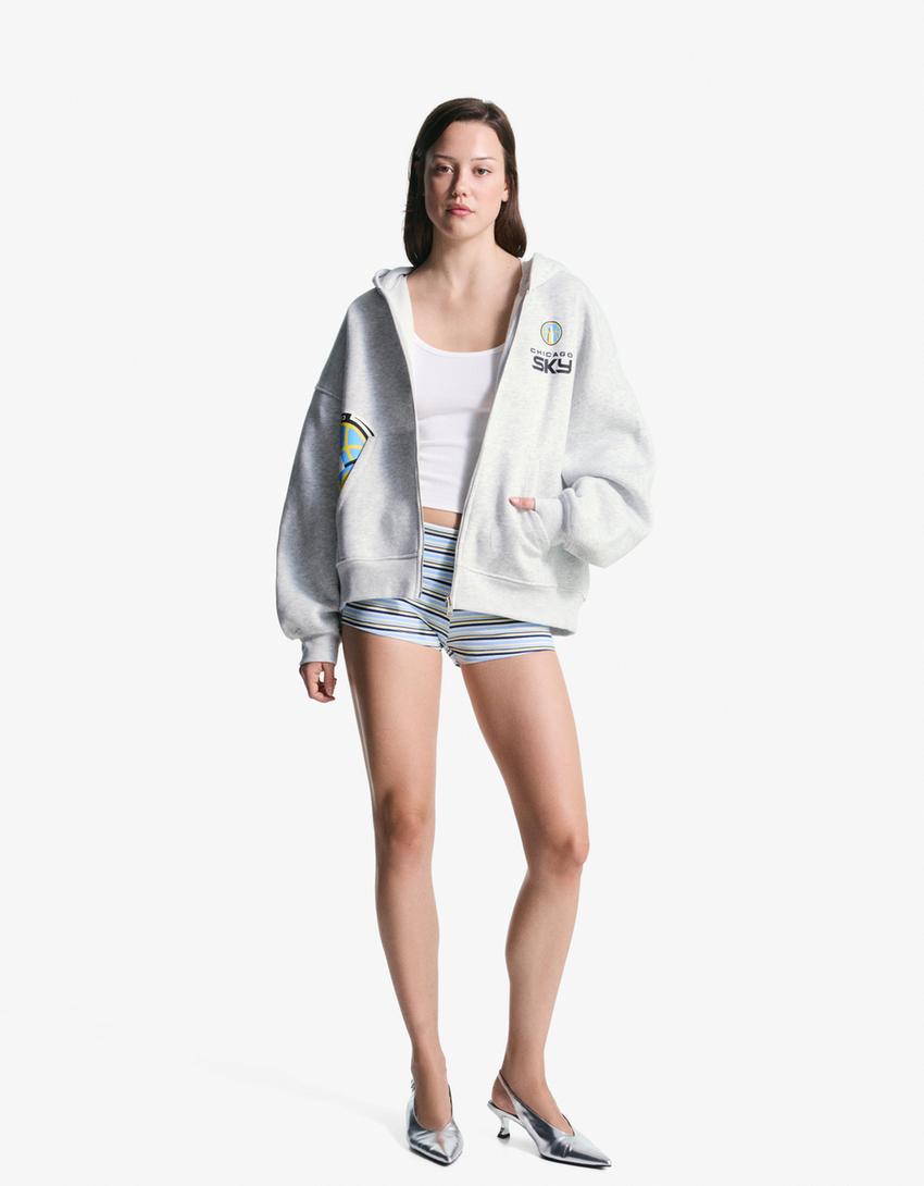 Sudadera cremallera WNBA  capucha-Gris