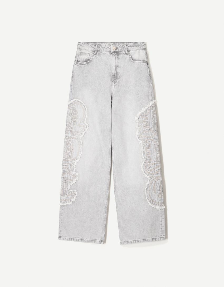 Jeans baggy bordado