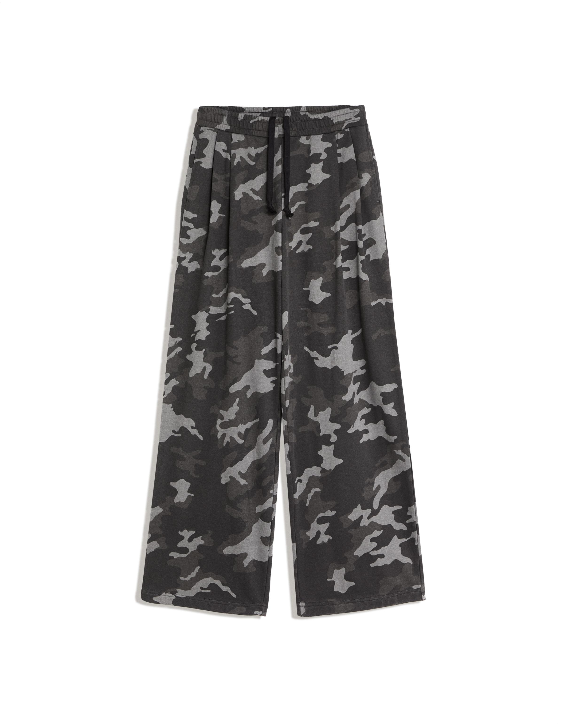 Printed plush trousers — Dark grey