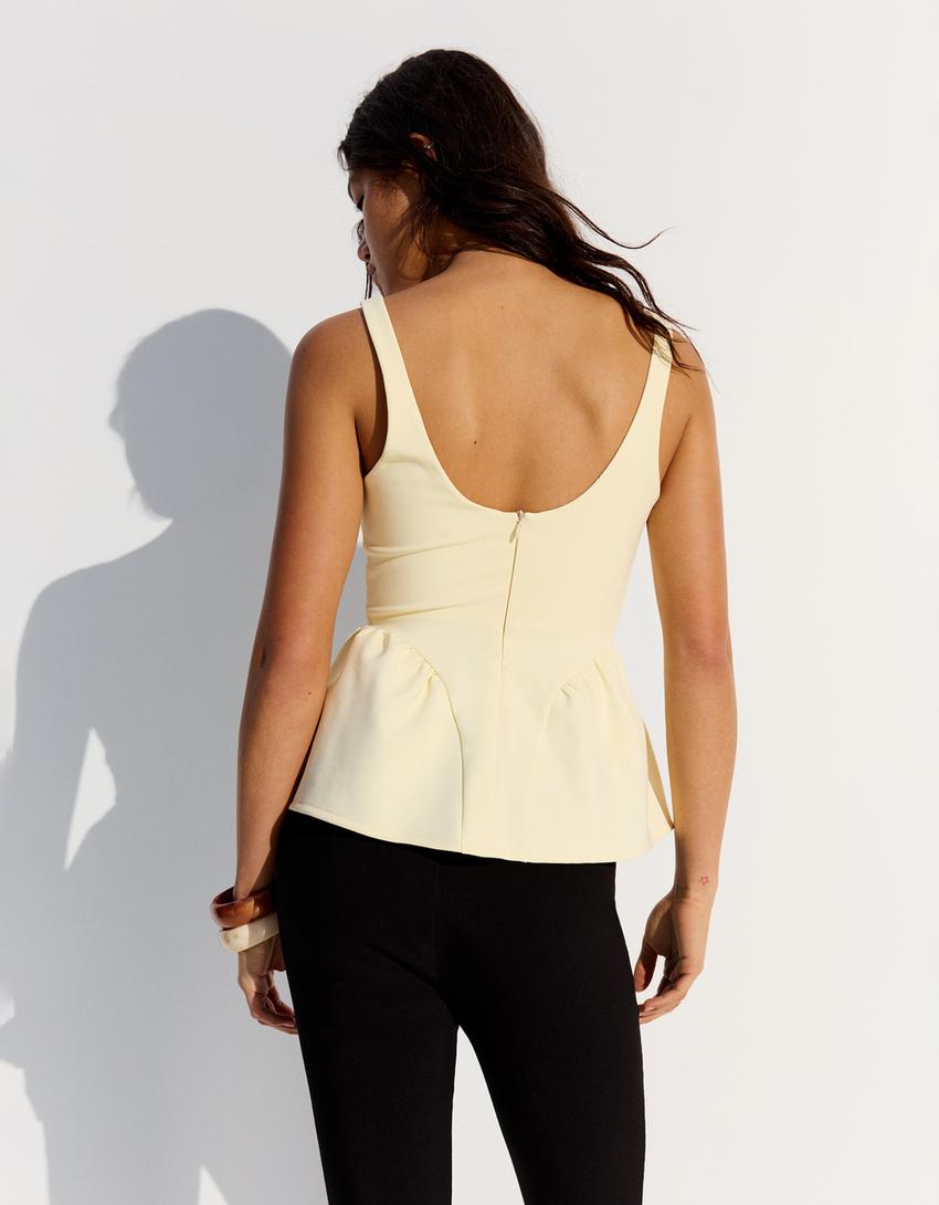 Strappy peplum top-Yellow