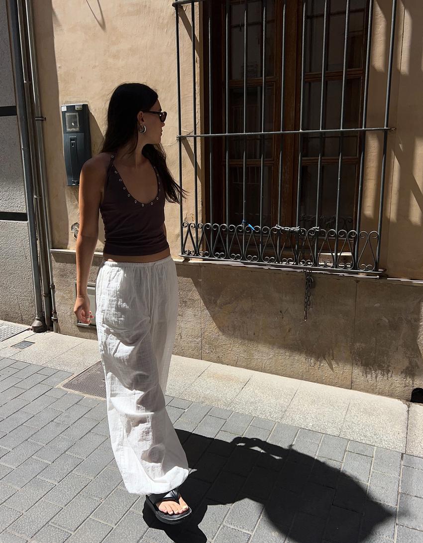 Sarouel trousers with elasticated waistband-White-2