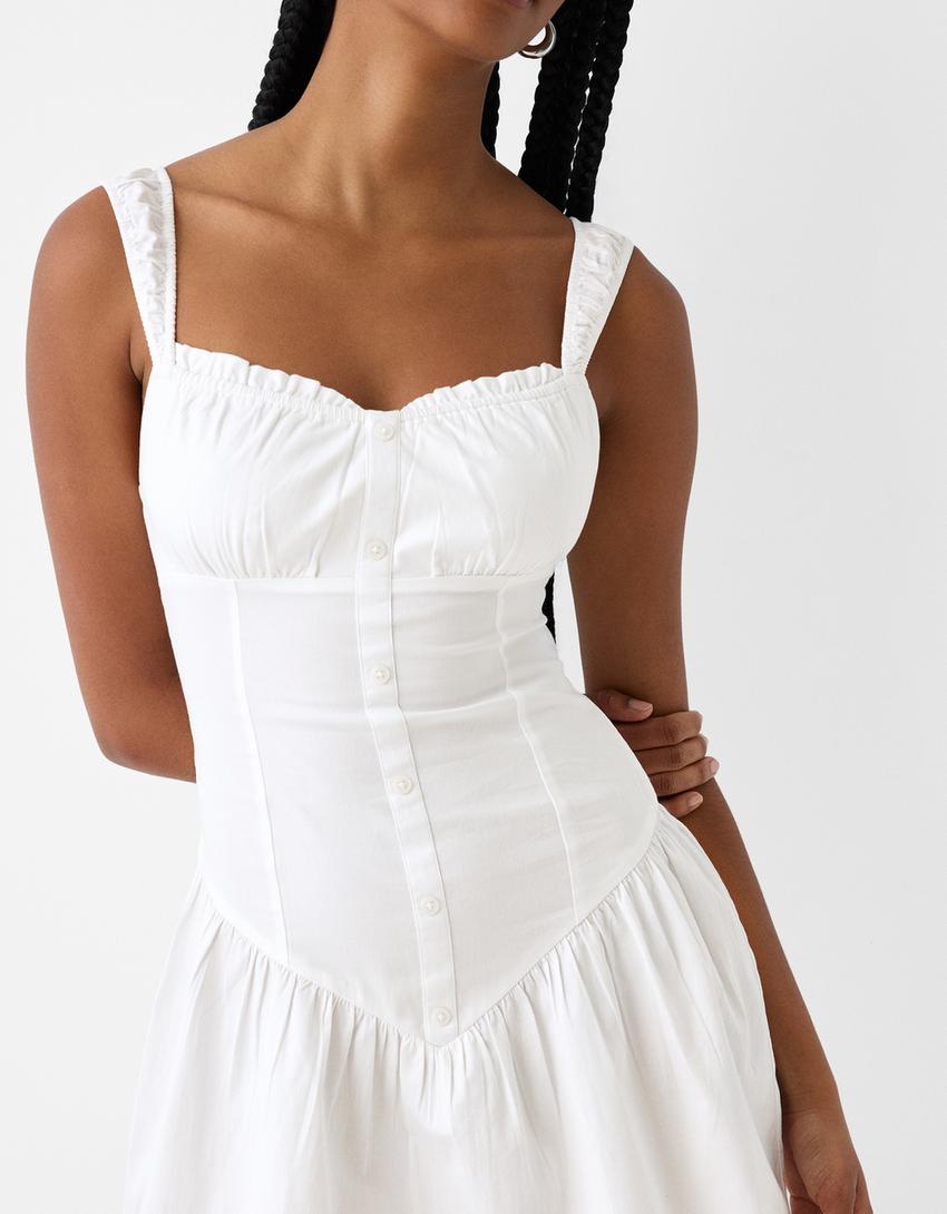 Ruffled mini dress-White-6