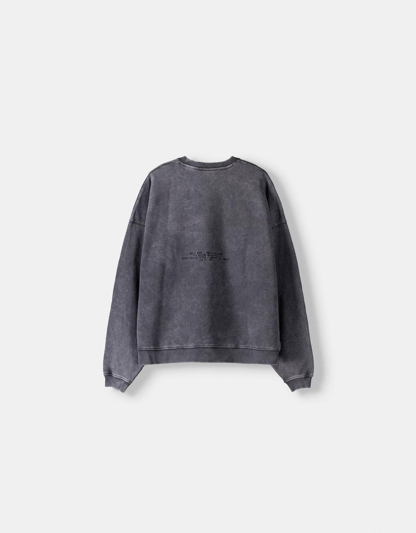 Washed-effect sweatshirt-Black-5