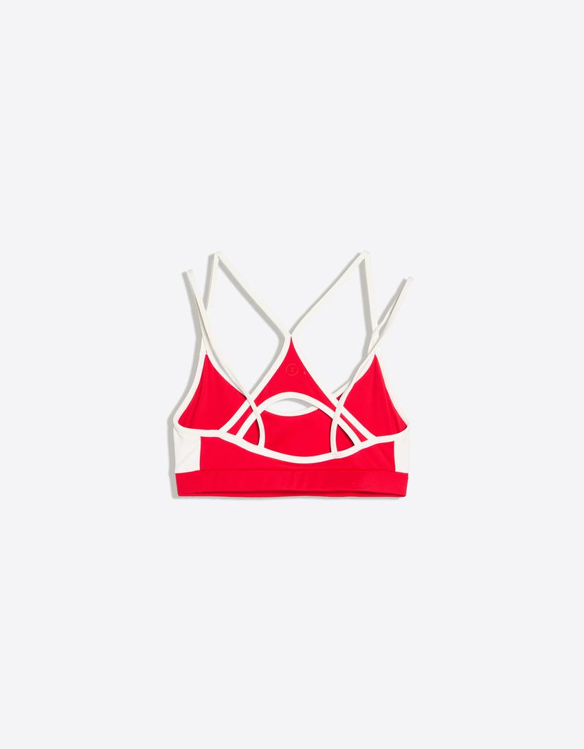 Contrast technical fabric top Breathable & Quick Dry-Red