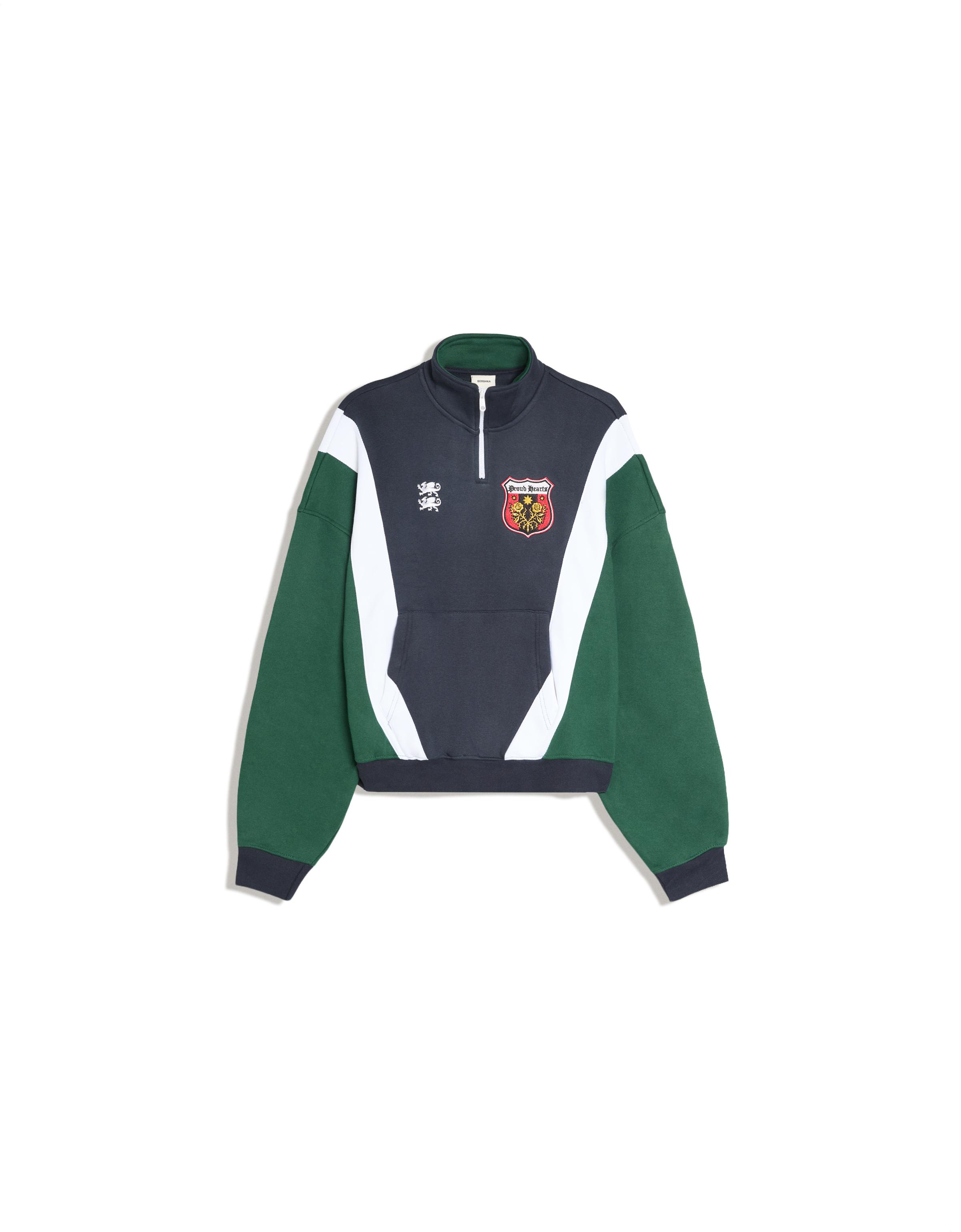 Print zip-up sweatshirt — Navy