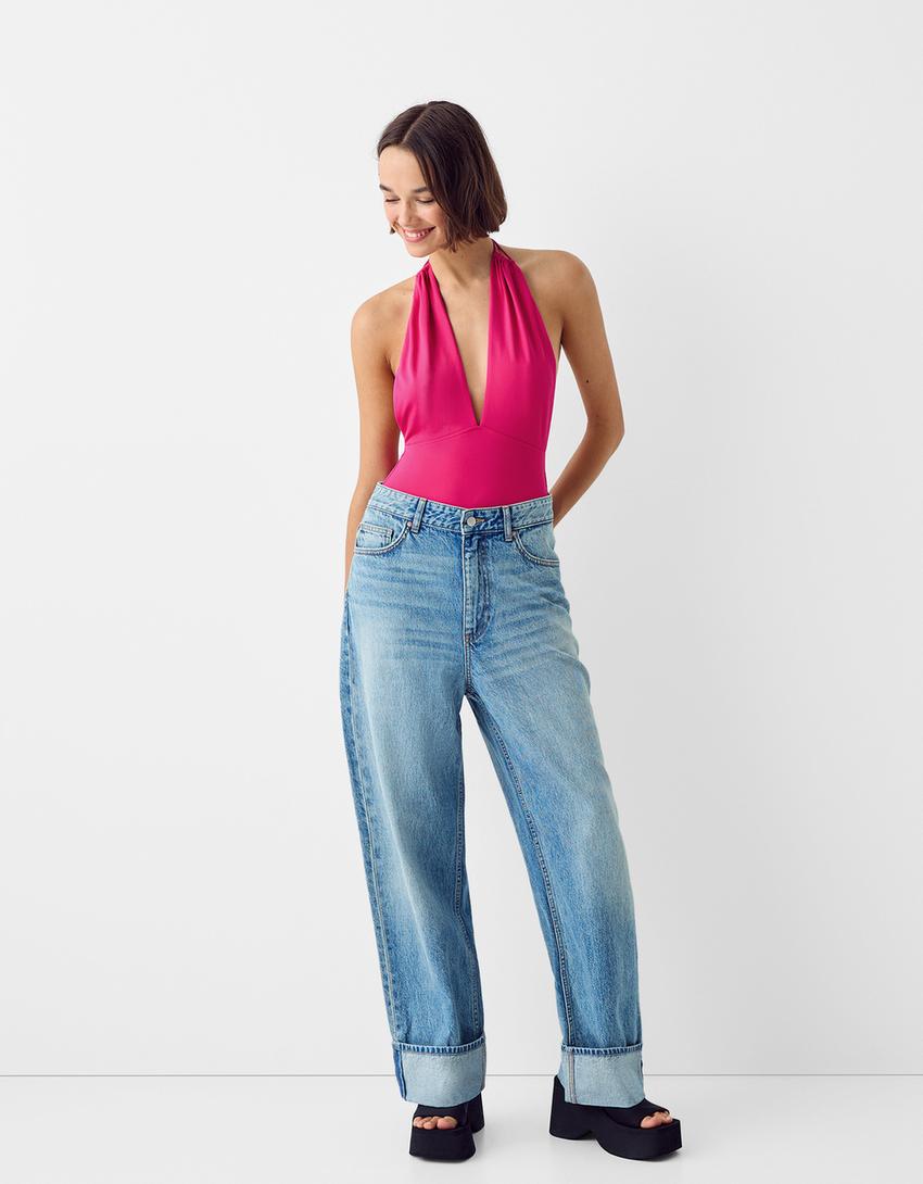 بودي برقبة هالتر وتفصيل فتحة-فوشيا-3