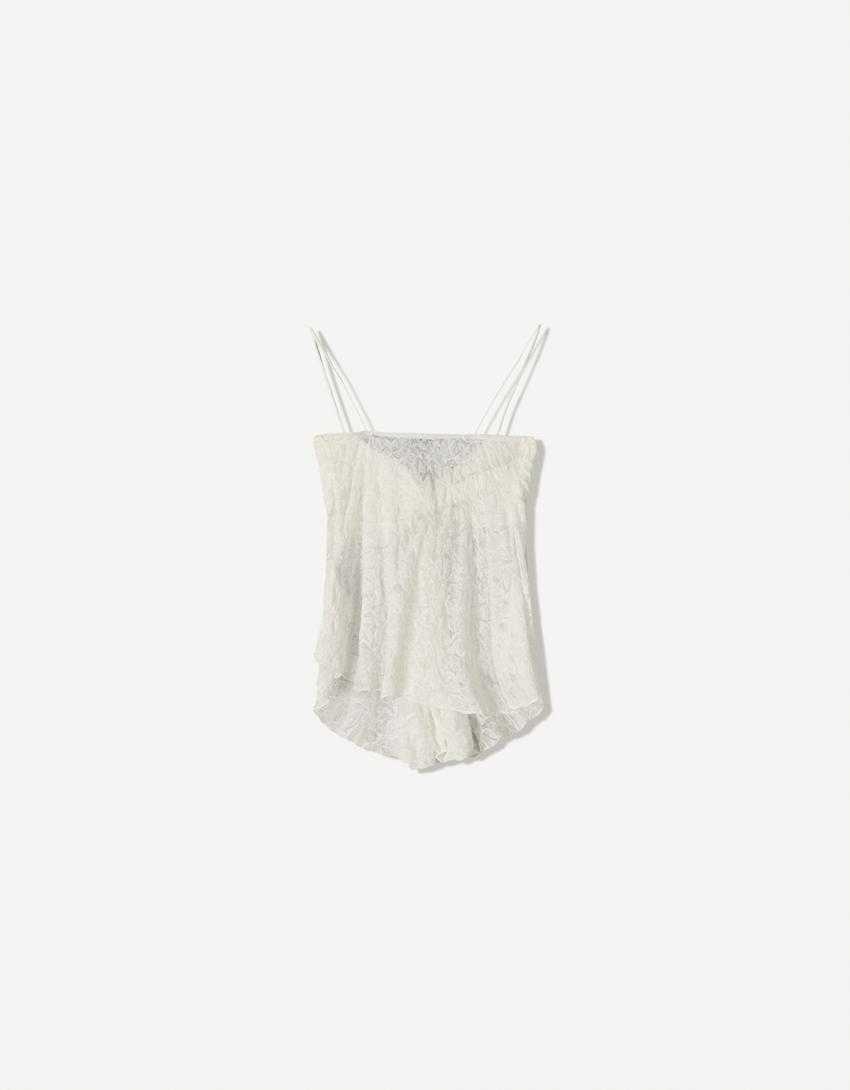 Top bretelles dentelle-Blanc cassé-4