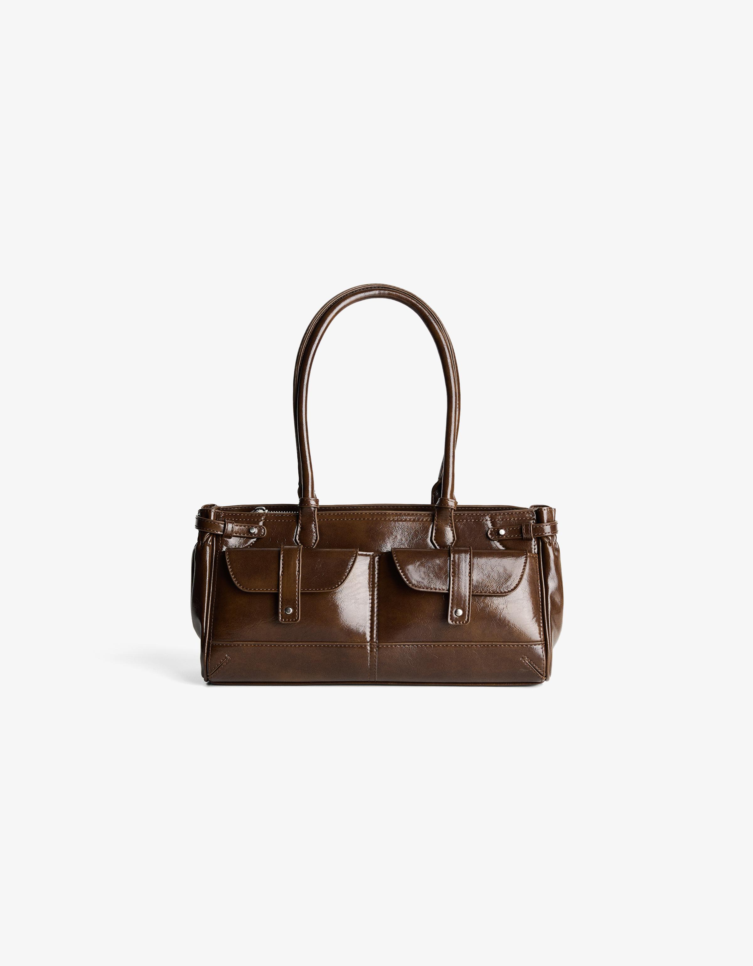Bershka Schultertasche Mit Taschen Damen Braun