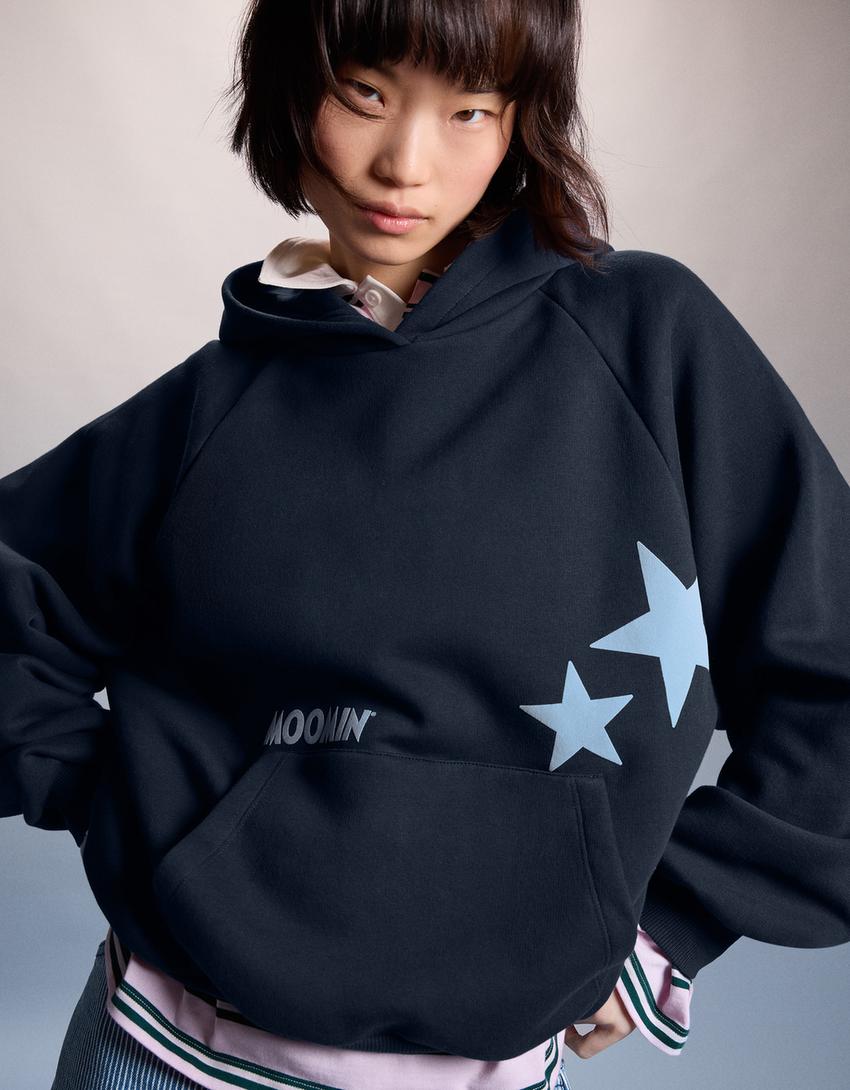 Bluza Moomin z kapturem i nadrukiem-Granatowy