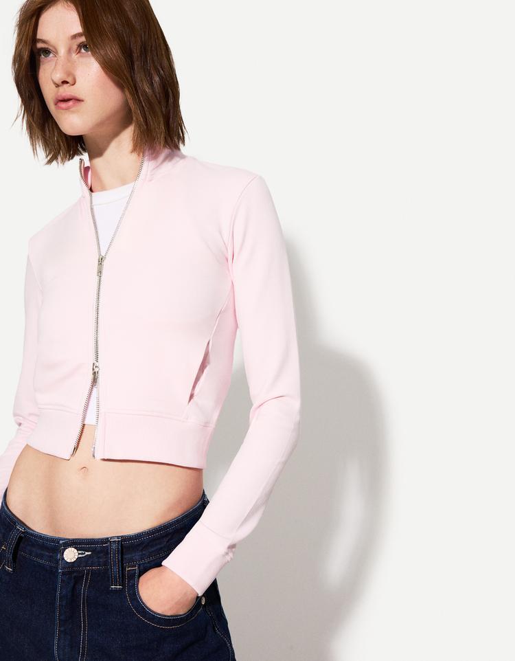 High neck sweatshirt with zip