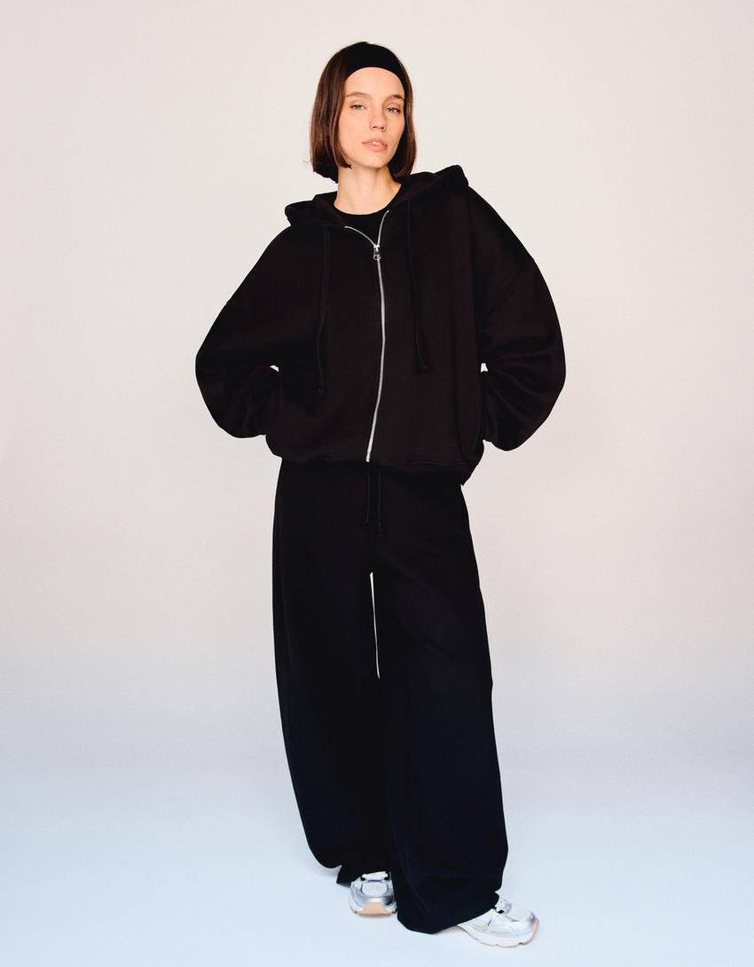 Zip-up hoodie-Black-2