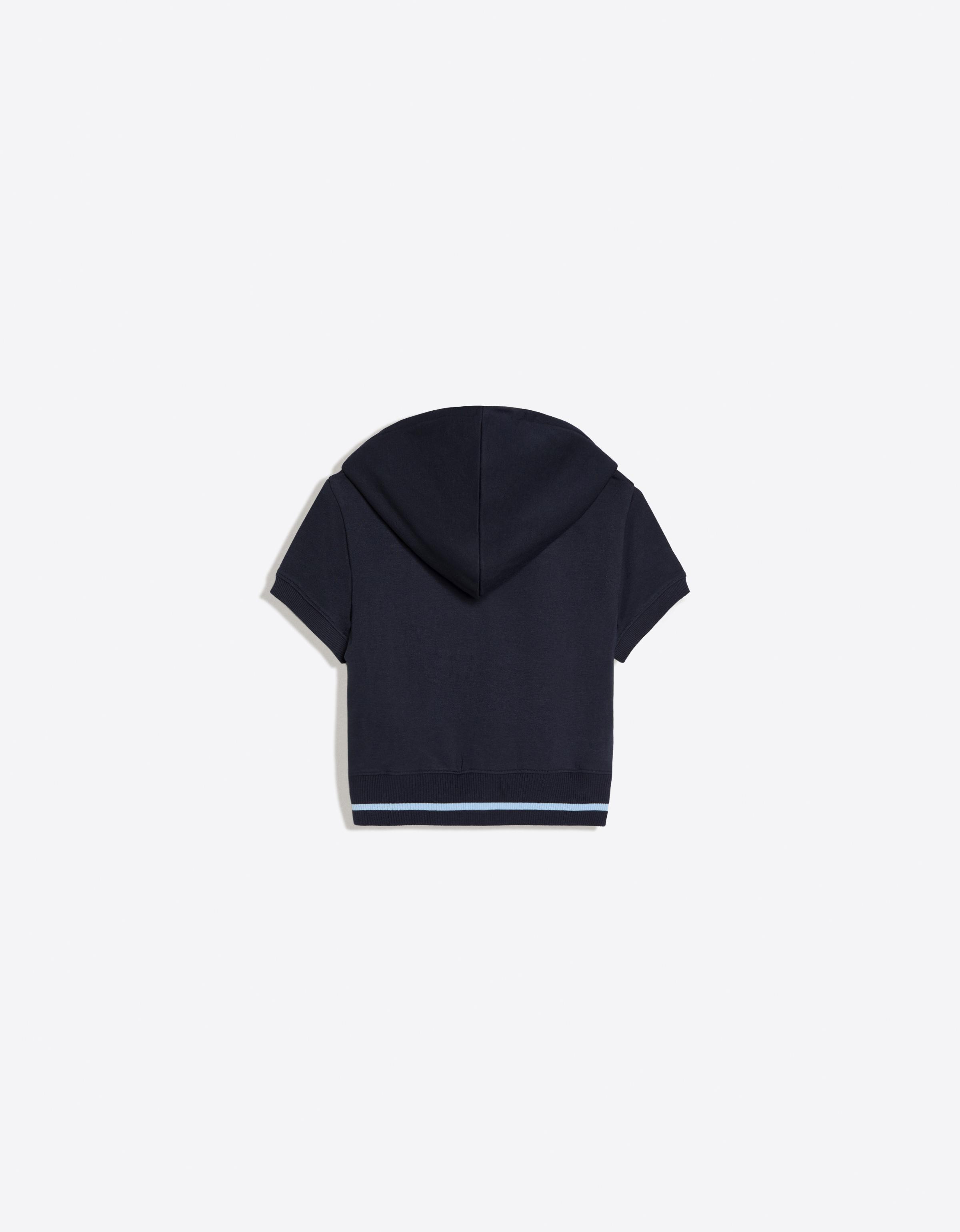 Short-sleeved hooded zip-up sweatshirt — Navy