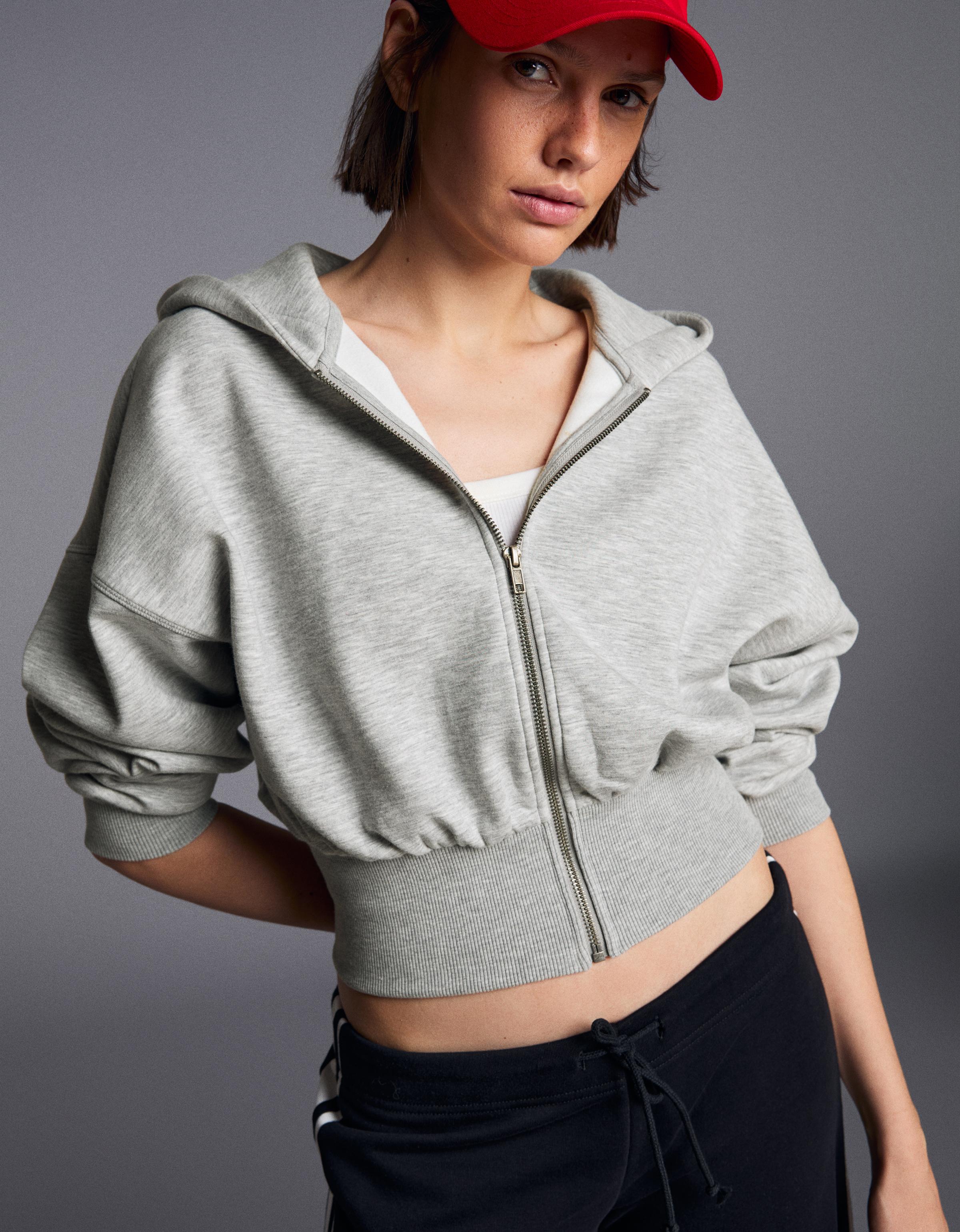 /bershka-sudadera-capucha-cremallera-fajin-mujer-m-gris