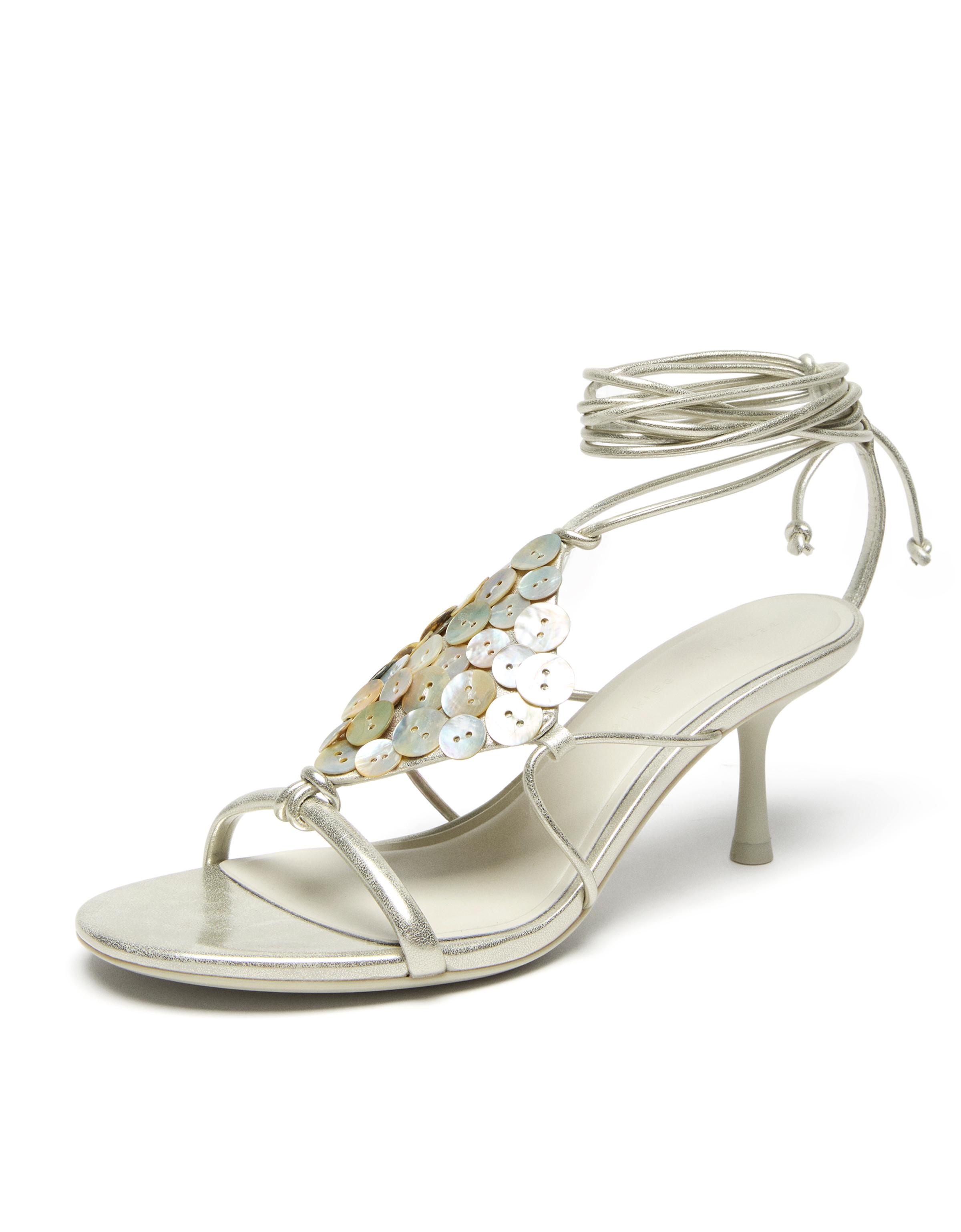 Heeled sandals with appliqués — ECRU